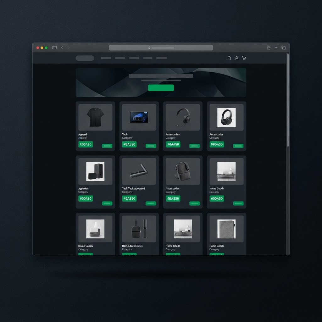 Example online store website with a product grid