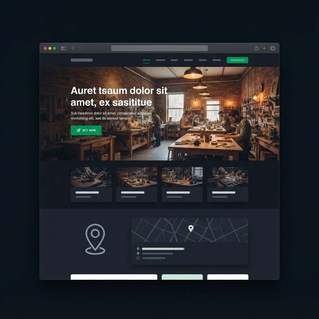 Example local business website with a map and contact button